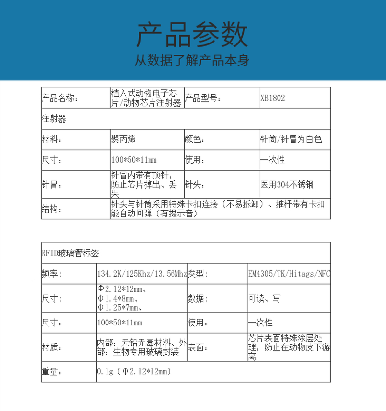 RFID玻璃管注射器套装