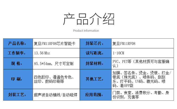 复旦FM11RF08S芯片智能卡