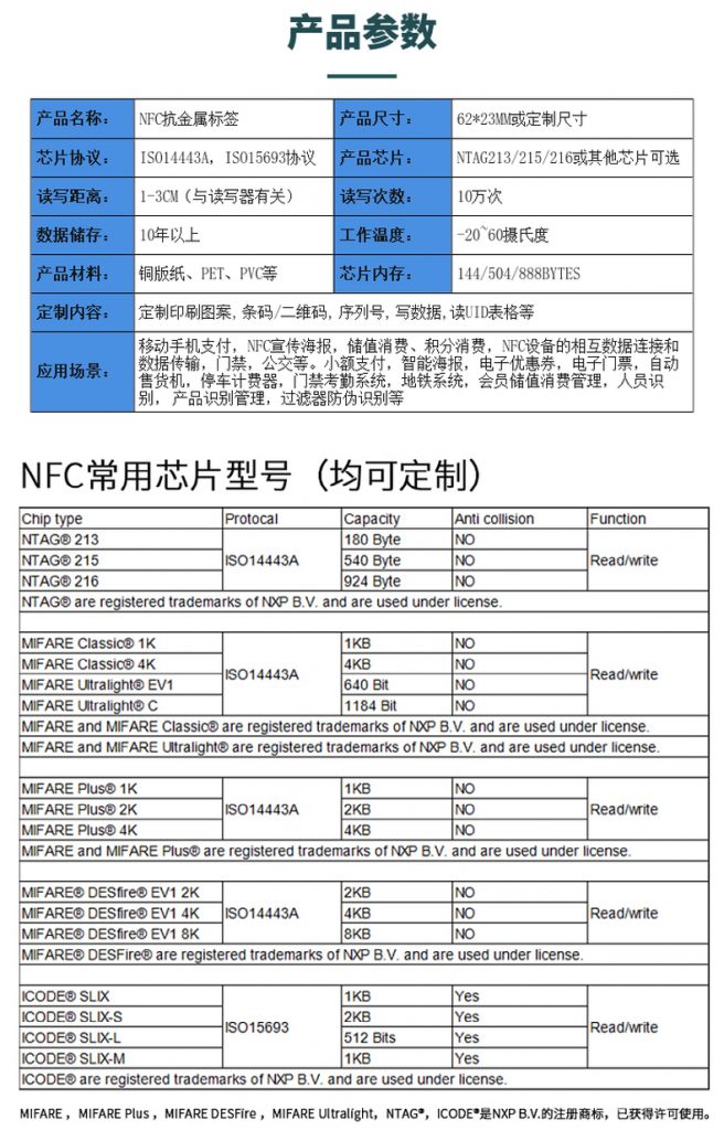 6223 NFC抗金属不干胶标签