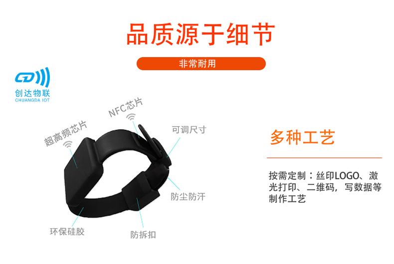 防拆卸RFID+NFC腕带