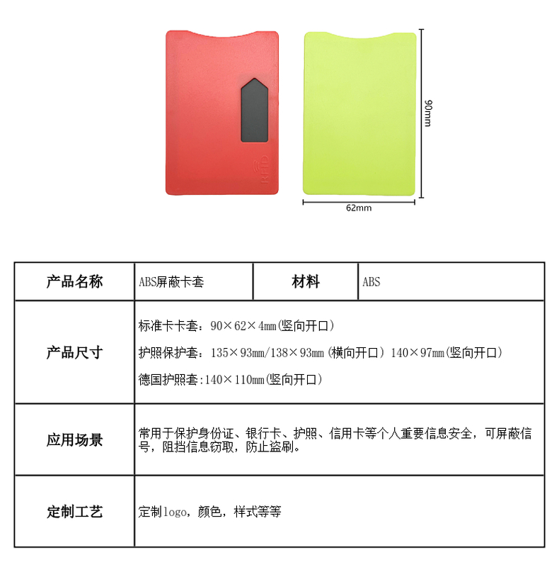 ABS防盗刷屏蔽卡套