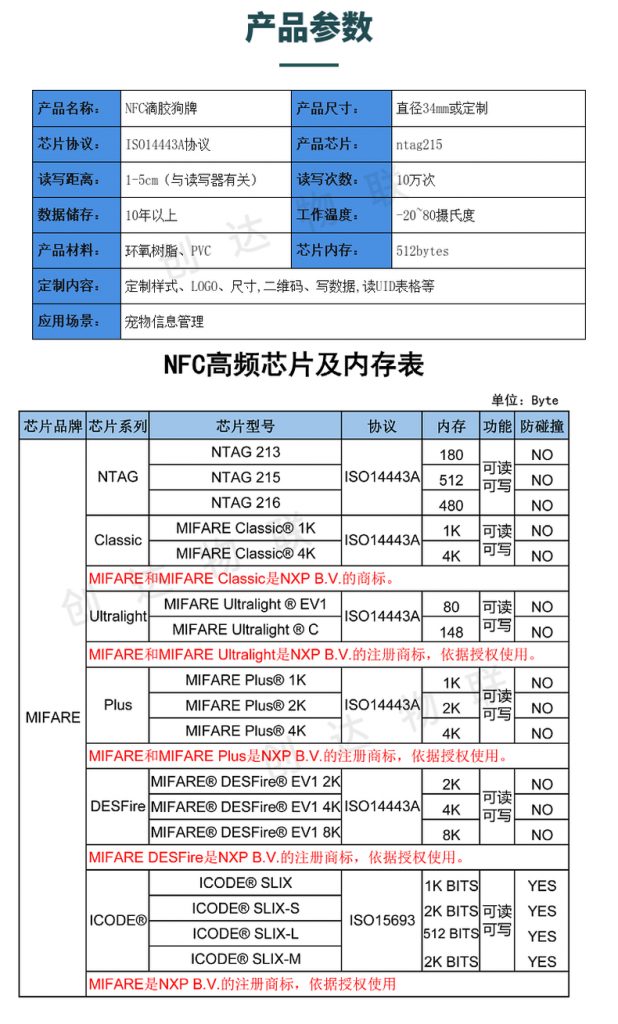 NFC宠物信息滴胶卡