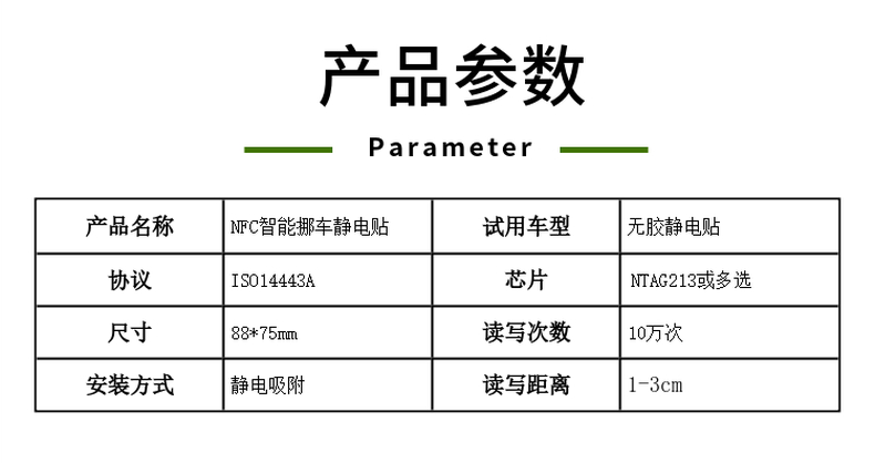 NFC智能挪车静电贴