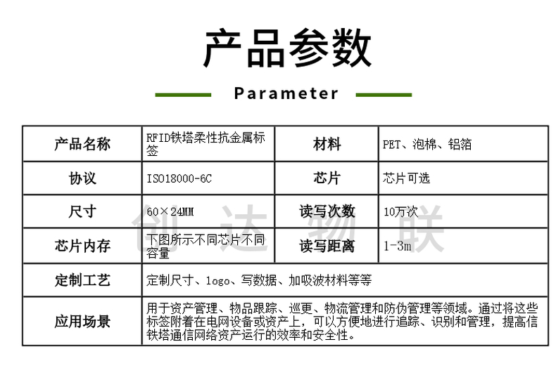 RFID铁塔柔性抗金属标签