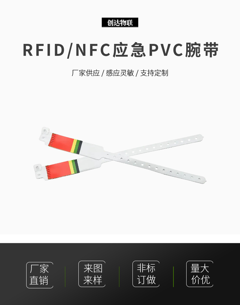 事故伤员分类方法和标识RFID手腕带 红黄绿黑四色可撕腕带